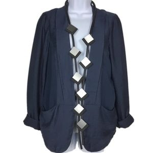Blue Silence + Noise Blazer Jacket Open Front UO